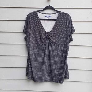 Chaps Black White Polka Dot Knit Top size 1X